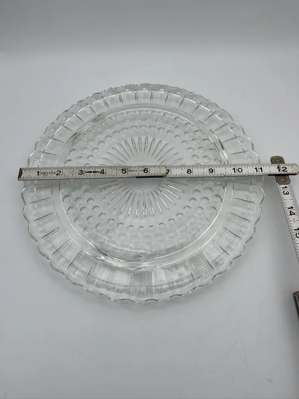 Scalloped Clear Glass Serving Platter - Decorative Pressed Pattern